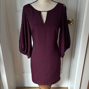 Ark&Co 3/4 Bishop Sleeve Lined Sheath Dress, Keyhole Cutouts, Low Back, sz S